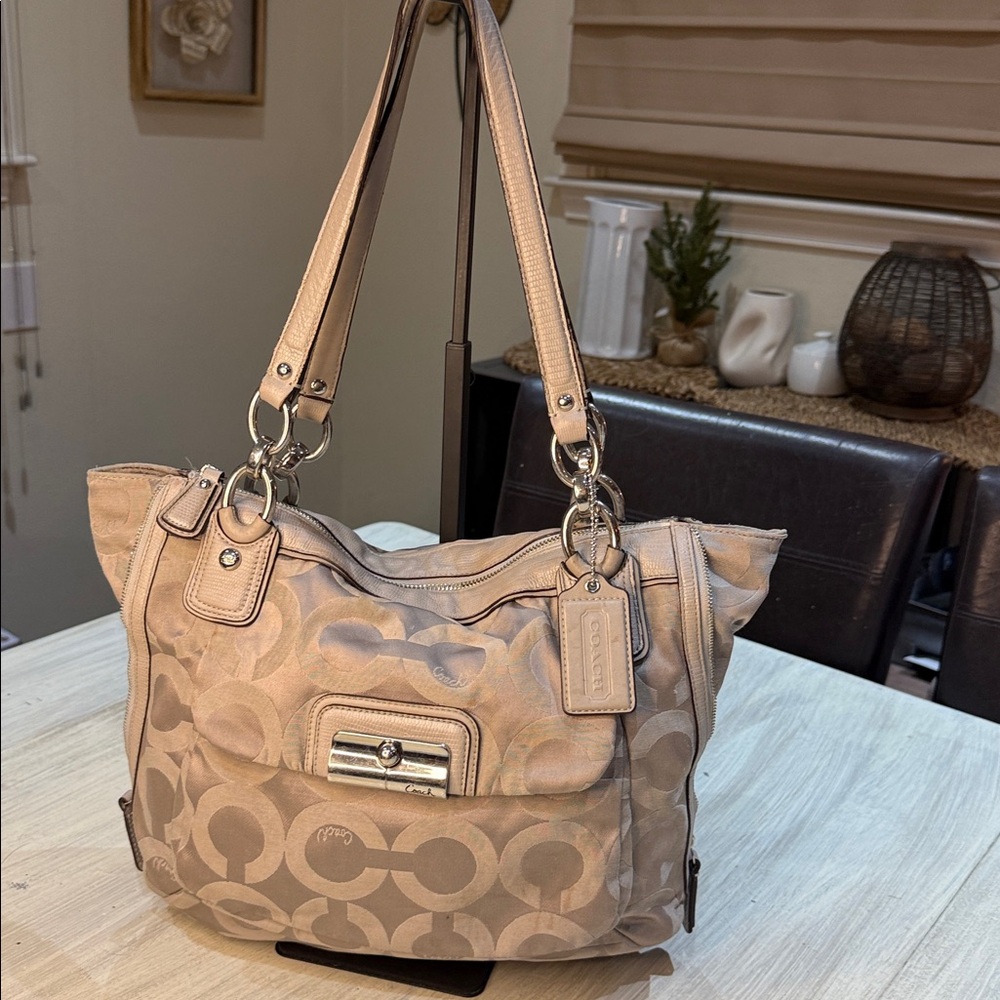 Coach Y2K Tan Opt Art Signature Shoulder Bag